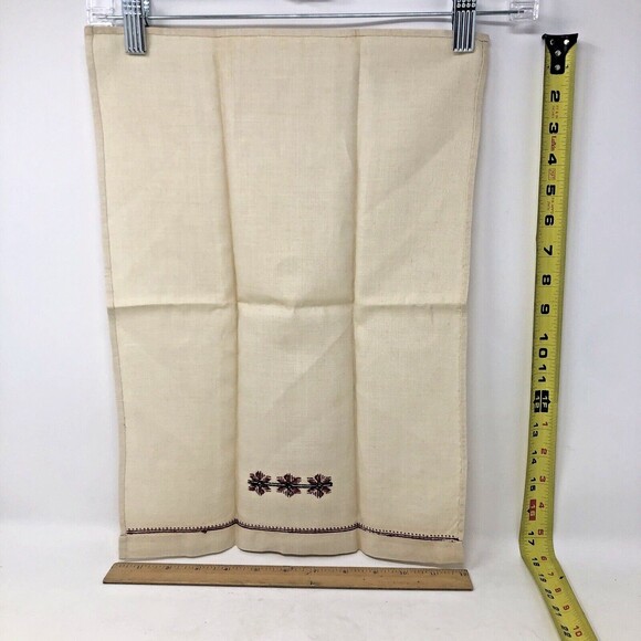 Handmade Cross Stitch Linen Fingertip Towels / Napkins Vintage NOS Set of 2 - Picture 6 of 10